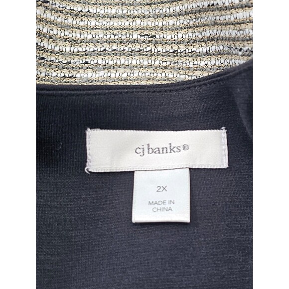 ALK Women's 2X CJ Banks Black Gold Shimmer Open Front Blazer Jacket Suit Coat - Picture 5 of 7